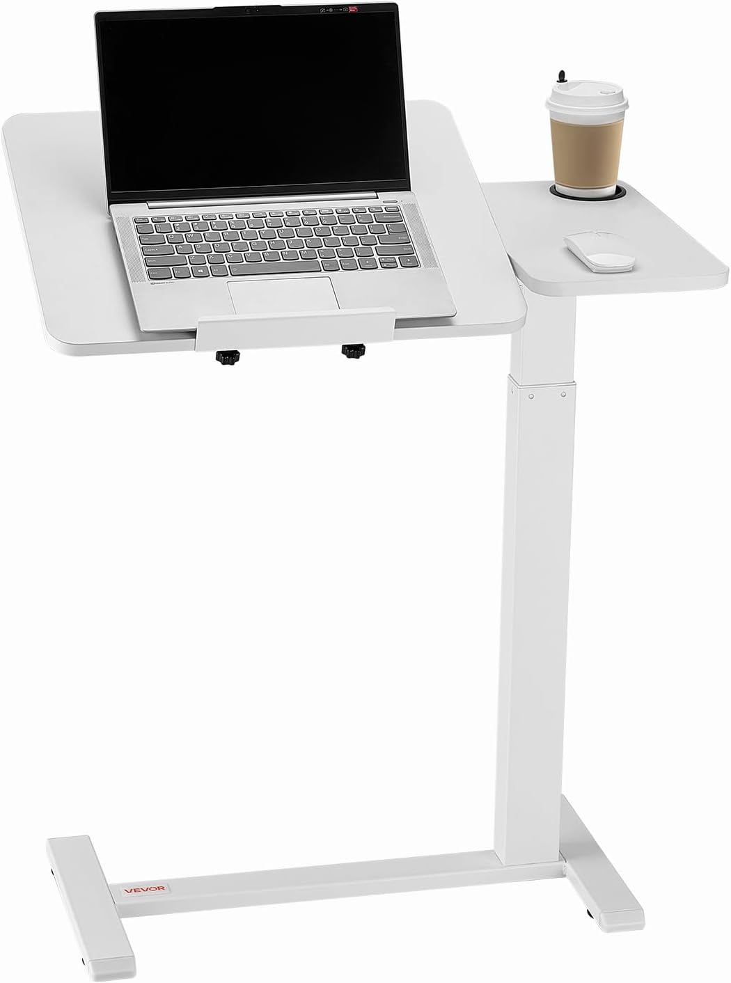 VEVOR Überbetttisch, mobiler Beistelltisch mit klappbarer Schreibtischplatte und 4 versteckten Rädern, höhenverstellbarer und winkelverstellbarer Laptoptisch, Betttisch mit Getränkehalter für das Büro