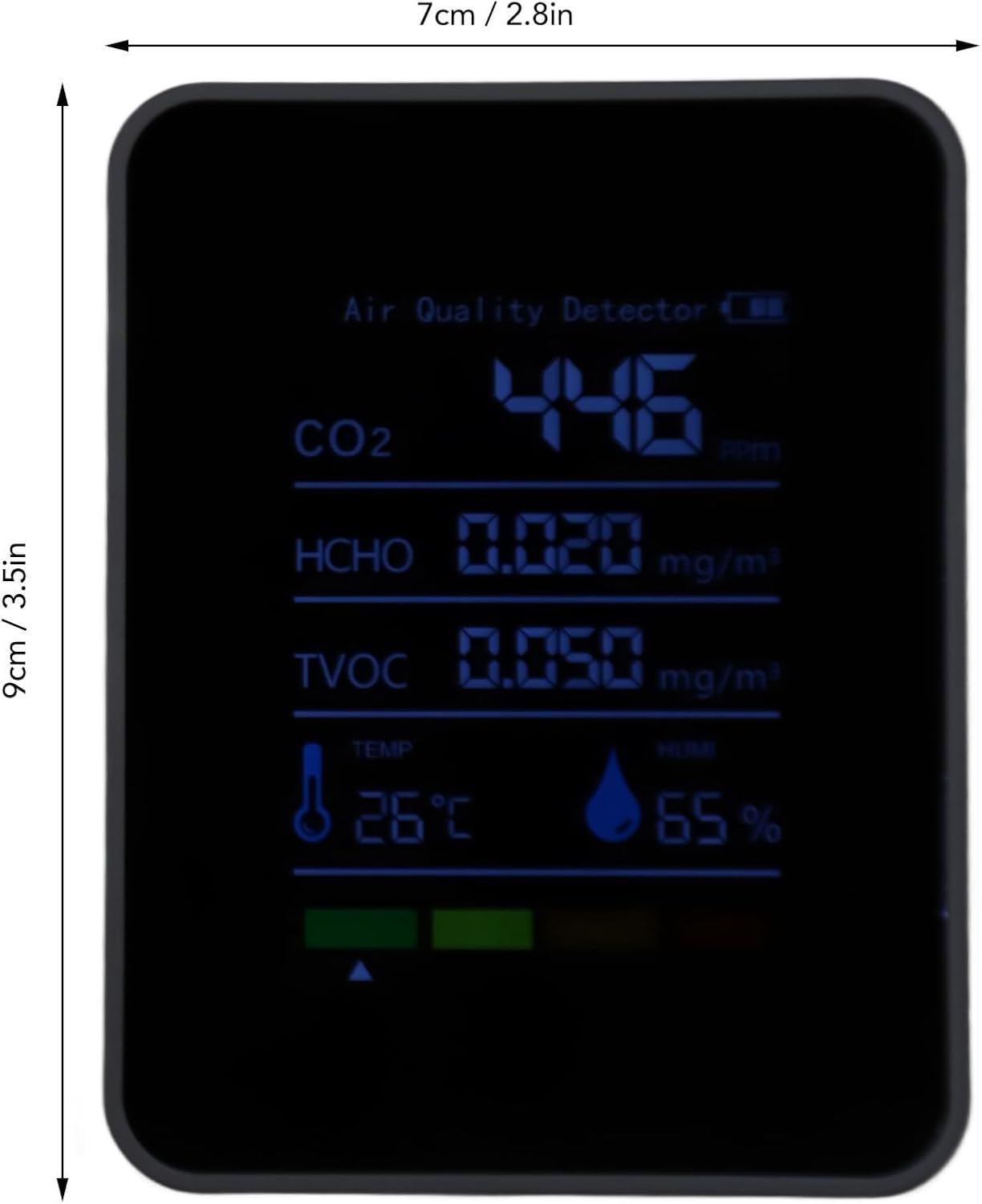 VBESTLIFE CO2-Detektor, Raumluftqualitätsmonitor, 5-in-1-HCHO-TVOC-Temp-Humi-Monitor, tragbarer Kohlendioxid-Detektor für Zuhause, Büro, Klassenzimmer – Bild 6