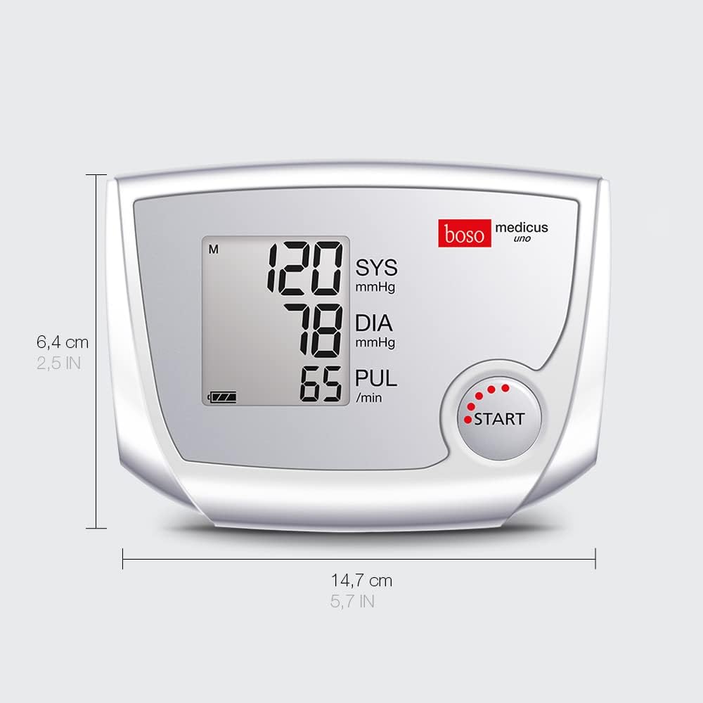 boso medicus uno / Oberarm-Blutdruckmessgerät mit Ein-Knopf-Bedienung, großem Display und Arrhythmieerkennung / inkl. Manschette (22–32 cm) – Bild 6