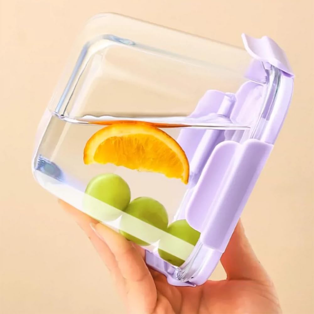 900 ml Glasbehälter mit Deckel, Vorratsgläser aus Glas mit Deckel, luftdicht. Quadratische Meal-Prep-Behälter, Mealprep-Gläser, Suppenbehälter aus Glas für Mikrowelle, Gefrierschrank und Spülmaschine – Bild 3