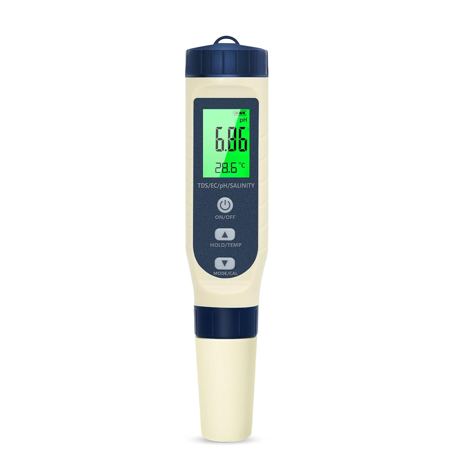 PH-Messgerät Wasser, PH/TDS/EC/Salzgehalt/Thermometer 5-in-1 pH-Wert-Messgerät mit LCD-Display, automatischer Temperaturkompensation pH-Tester, hochpräziser Wassertester, ideal für Trinkwasser, Pool