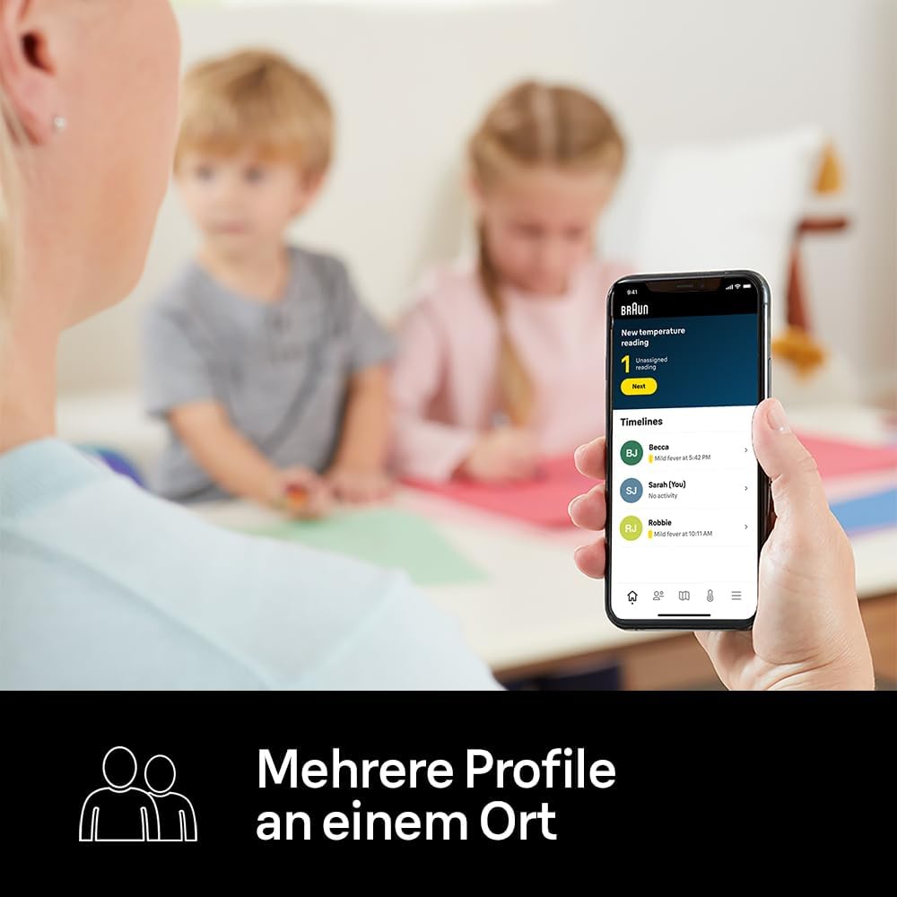 Braun ThermoScan 7+ Connect Ohrthermometer, kompatibel mit der Braun Family Care App, Age Precision-Technologie, farbcodiertes Digitaldisplay, Baby- und Kleinkinderfreundlich – Bild 5