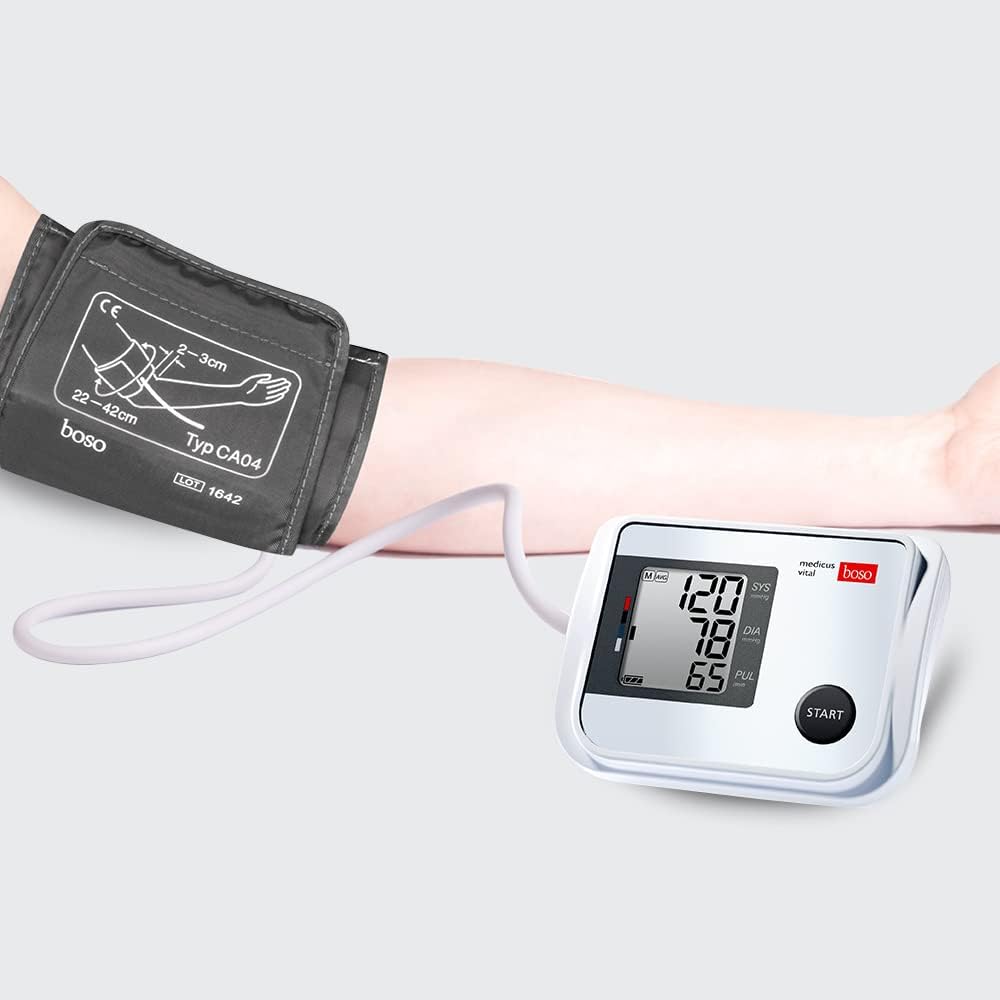 Boso Medicus Vital/vollautomatisches Oberarm-Blutdruckmessgerät mit großem Display und Arrhythmieerkennung mit Universalmanschette (22–42 cm) – Bild 3