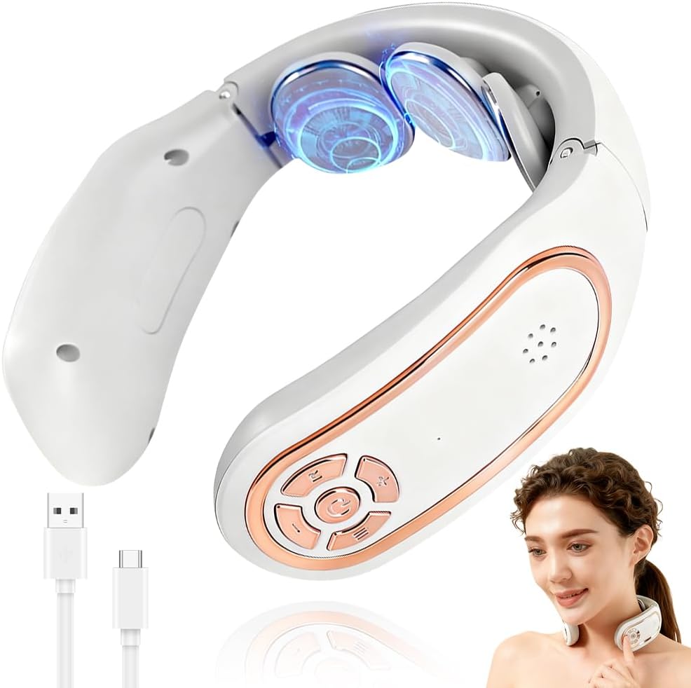 Nackenmassagegerät mit Wärme, Elektrische Nackenmassagegeräte, 3 Heizfunktion, 4 Modi Puls Massage, 15 Intensitätsstufen, Tragbares kabellos Elektrisches Massagegerät für Nacken Schulter – Bild 8