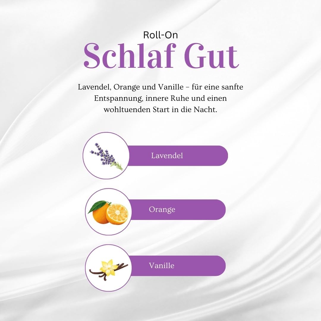 Schlaf gut Roll-On 10 ml – 100 % natürliche ätherische Öle – Lavendel, Orange und Vanille – entspannender Duft für erholsamen Schlaf – vegan und biologisch zertifiziert – Bild 3