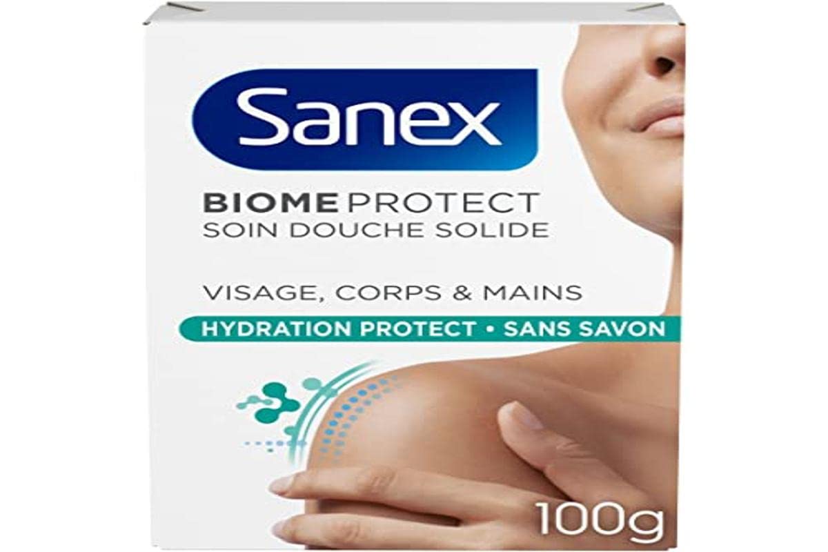 SANEX – BiomeProtect Firm Duschpflege, feuchtigkeitsspendend, präbiotisch, seifenfrei, Weiß, 100 g (1 Stück)