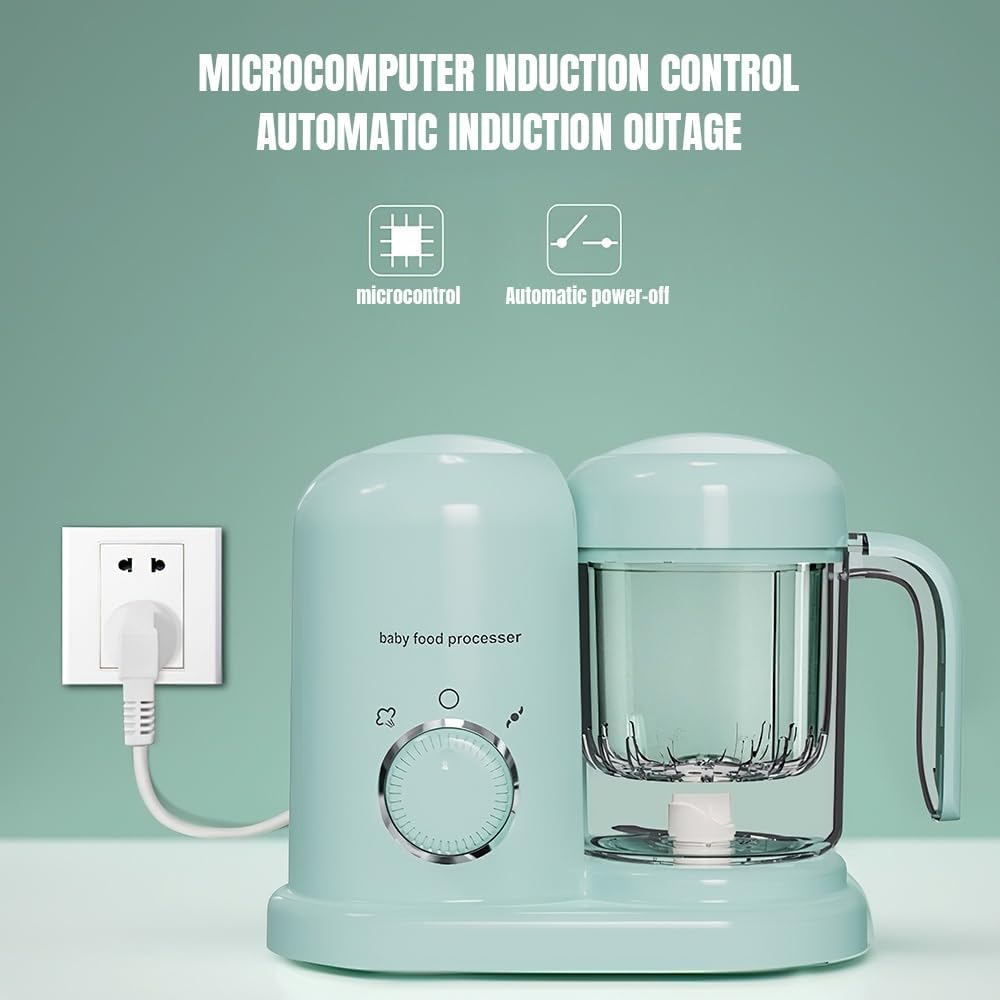 Multifunktions-Babykochmaschine, Dampfgaren und automatisches Mischen, leicht zu reinigender Mixer mit LED-Anzeige für Kinder ab 4 Monaten, All-in-One-Design und kompakt (grün) – Bild 5