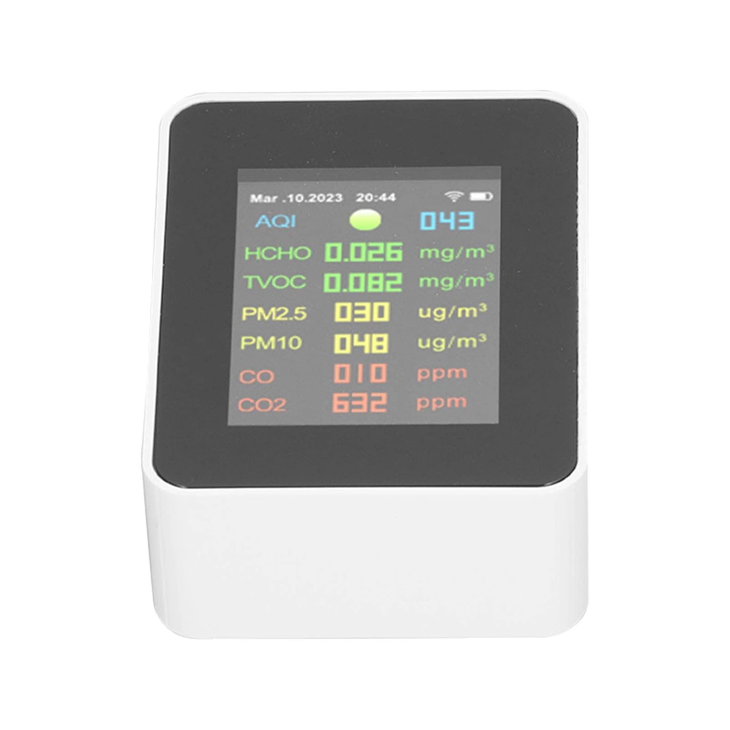 9-in-1-Luftqualitätsmonitor, WiFi-Raumluftqualitätstester, erkennt organische Schadstoffe PM2,5, PM10, HCHO, CO, CO2, Temperatur- und Luftfeuchtigkeitsmesser, 2000 mAh – Bild 3
