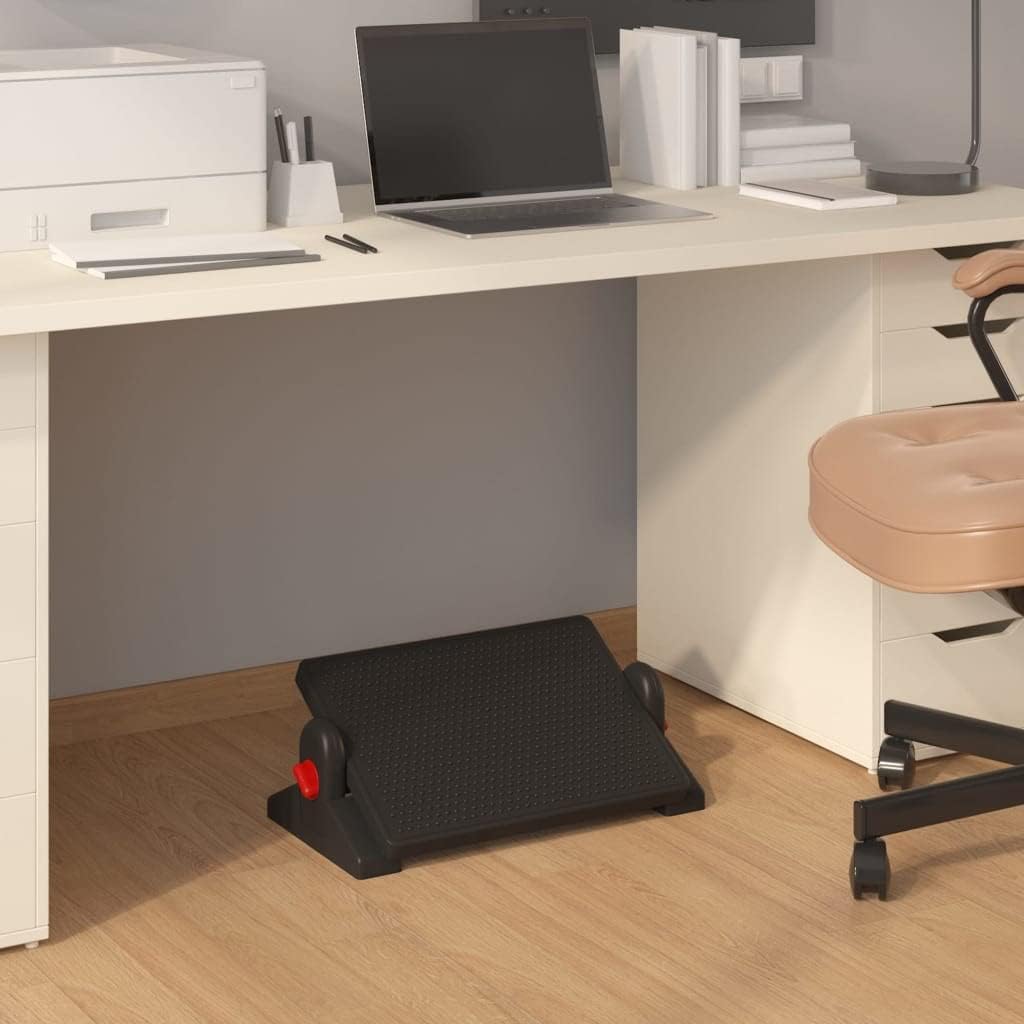 vidaXL Fußstütze, Fußhocker, Fußstütze, ergonomische höhenverstellbare Fußstütze mit Massagefläche für Büro, Schwarz, 50 x 30,5 x 17 cm – Bild 2