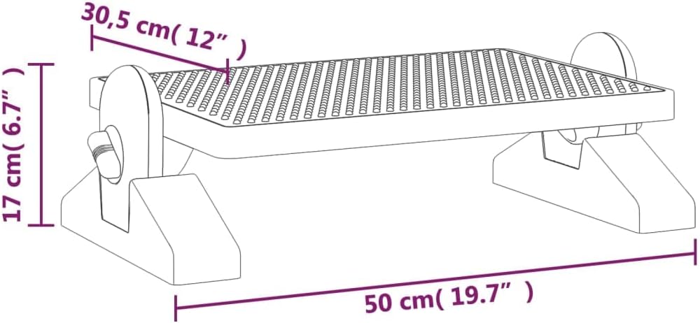 vidaXL Fußstütze, Fußhocker, Fußstütze, ergonomische höhenverstellbare Fußstütze mit Massagefläche für Büro, Schwarz, 50 x 30,5 x 17 cm – Bild 3