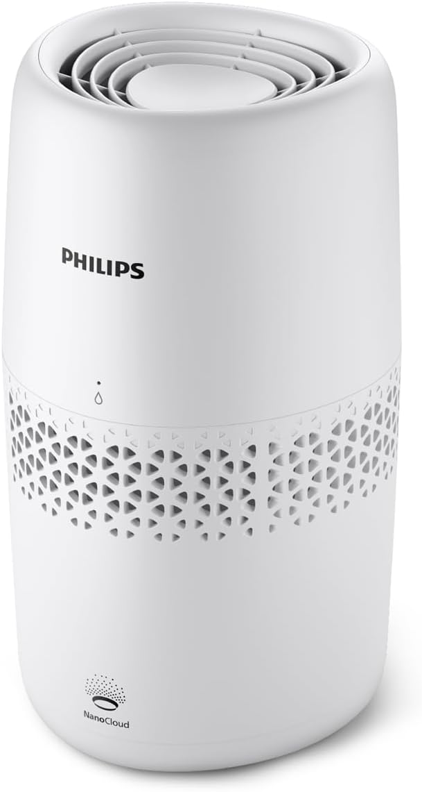 Philips Luftbefeuchtung 2000-Serie – NanoCloud-Technologie, befeuchtet Räume bis zu 31 m², 2 l Wassertank, 99 % weniger Bakterien, Weiß (HU2510/10)