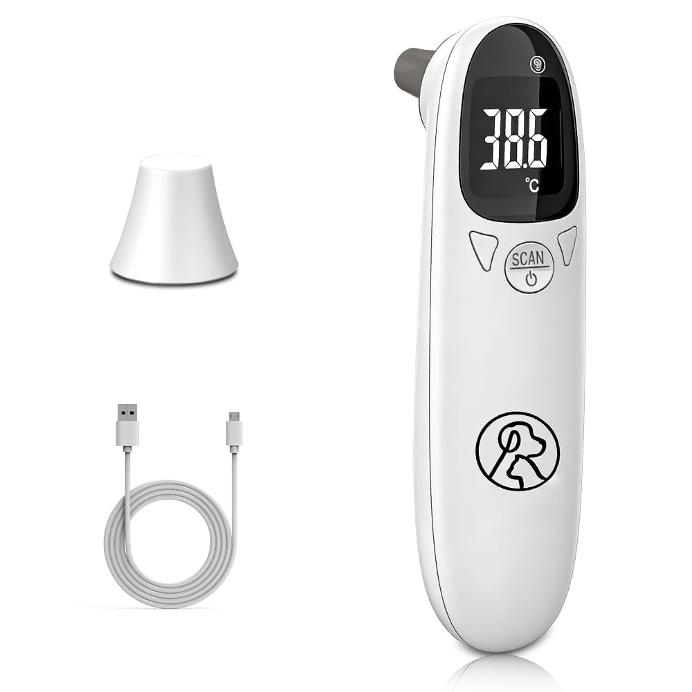 Ohrthermometer für Hunde, Fieberthermometer Katze mit LED-Anzeige, 1 Fieberthermometer Pferd, Hundefieberthermometer, Thermometer für Hunde, Katzen, Kühe, Ferd und Tiere – Bild 8