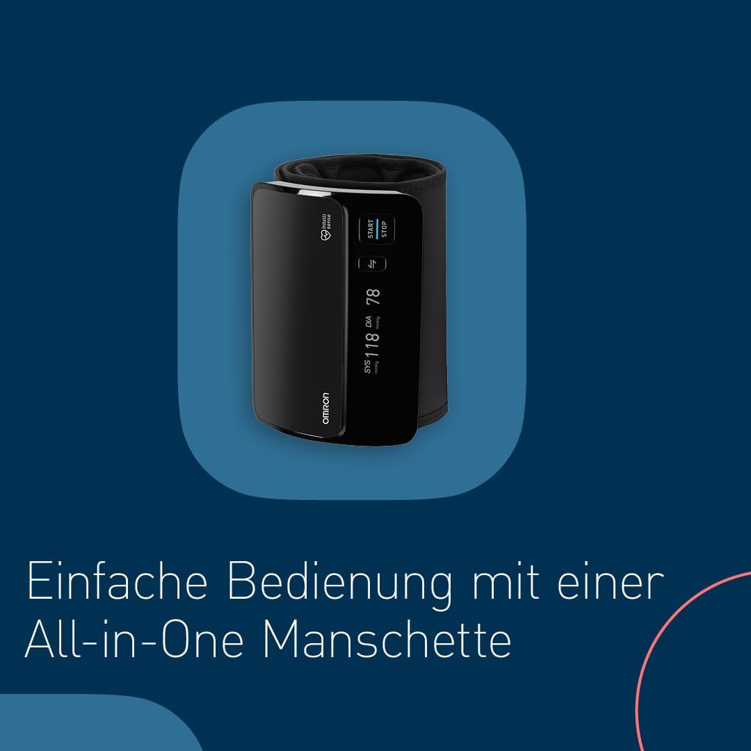 Omron Evolv All-in-One, digitales Oberarm-Blutdruckmessgerät HEM-7600T-E, kabellos, schwarz – Bild 5