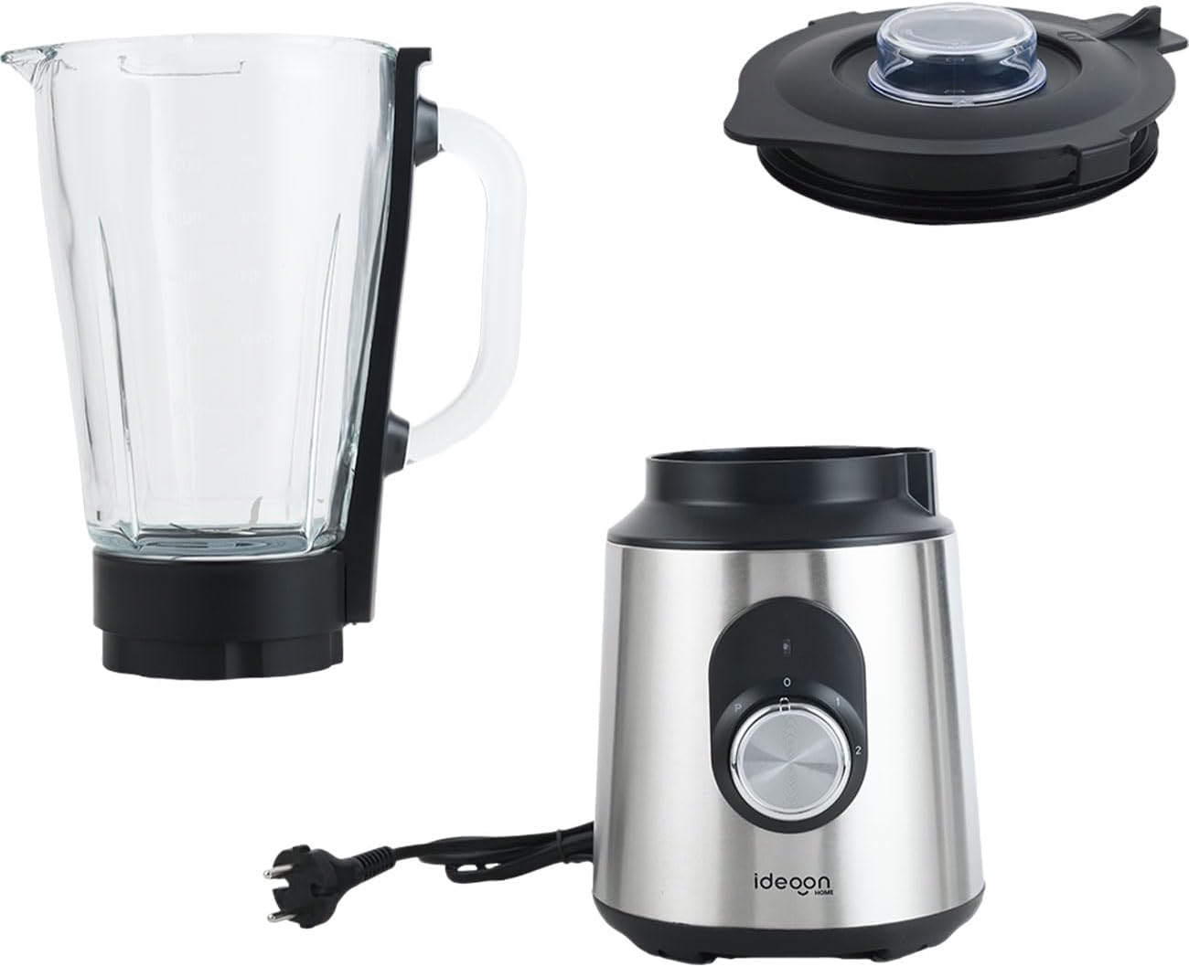 ideoon Edelstahl-Power-Standmixer mit 1,5-l-Glasbehälter, Küchenmixer, 1000 W für Shakes, Smoothies, Saucen oder Zerkleinern von Obst und Gemüse – Bild 4