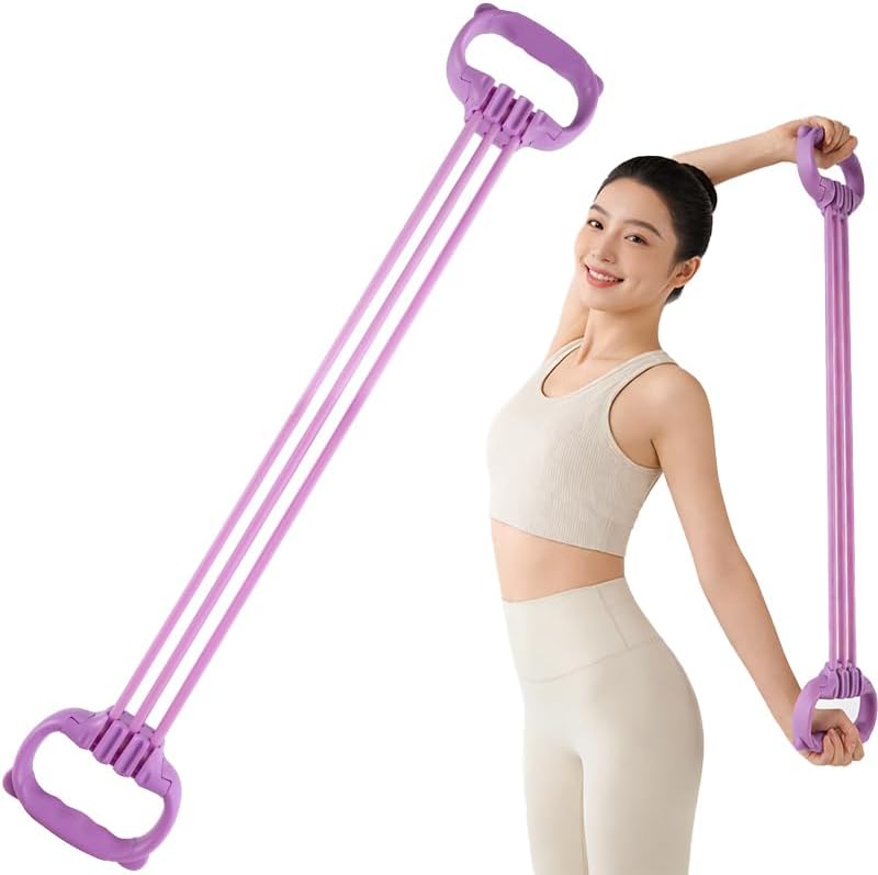 Widerstandsbänder mit ergonomischen Griffen, 58 x 11 x 3 cm, TPE-Fitnessband-Set, verstellbare elastische Bänder für Krafttraining, Muskelaufbau, Yoga und Heim-Fitnessstudio
