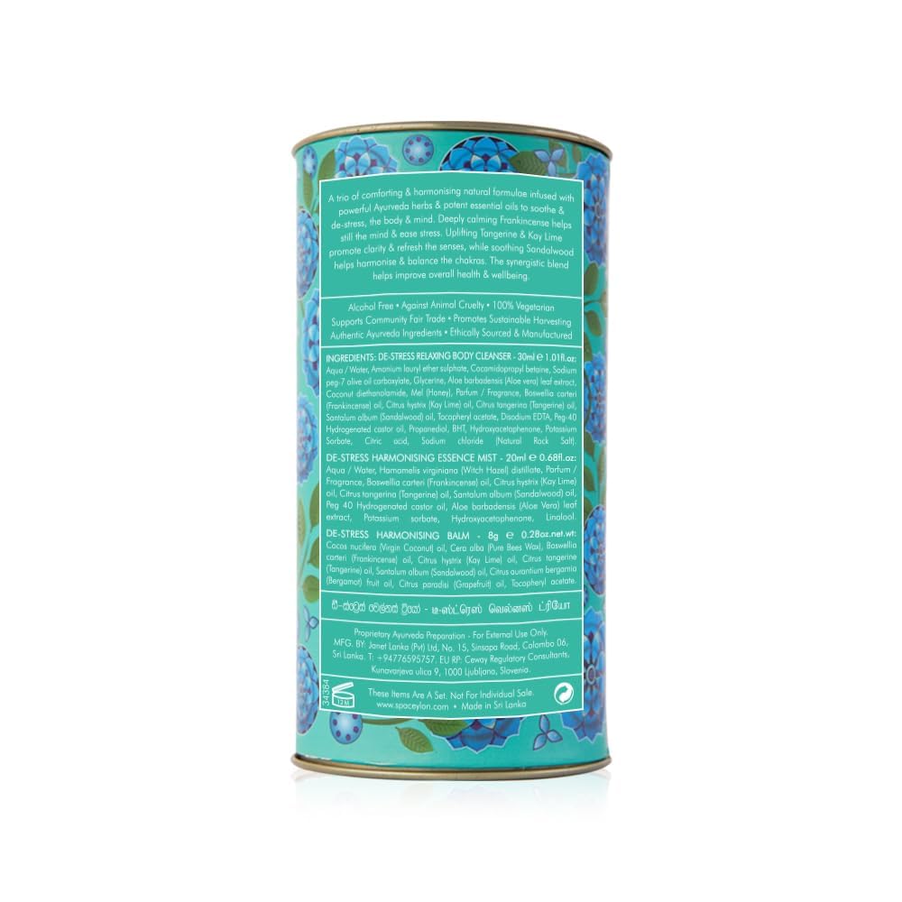 SPA CEYLON DE-STRESS Wellness-Trio-Set mit Duschgel, Körpercreme und Aromabalsam, Aromatherapie-Geschenkset zum Stressabbau und zur Entspannung, vegan und auf natürlicher Basis – Bild 2