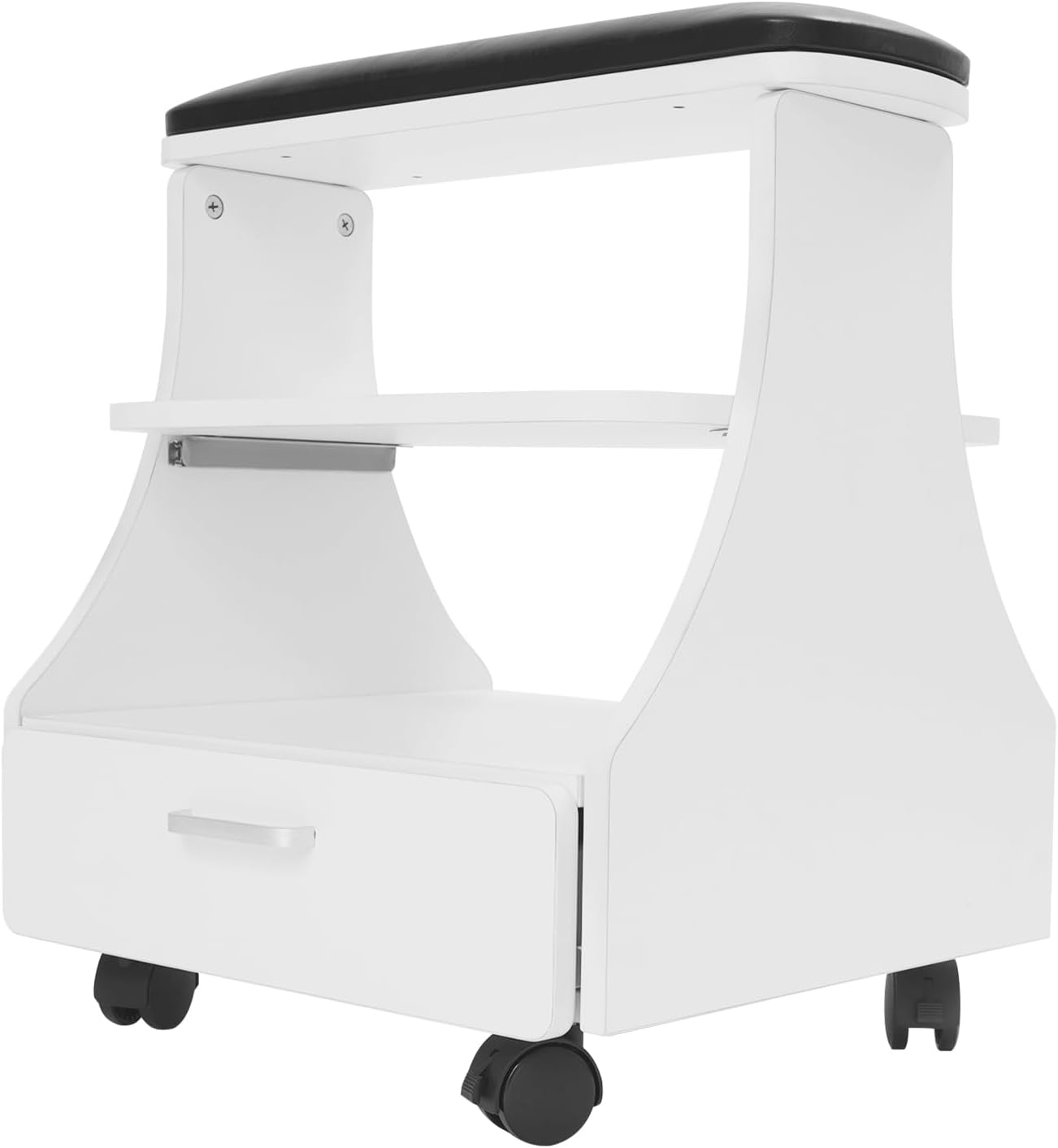 Fußstütze, Pediküre mit Rollen, Fußbadehocker, PU-Leder, verbreiternder Fußhocker, Ständer mit Schubladen, Fußstütze für Nagelstudio, Schönheitssalon, Heimfußpflege (schwarz) – Bild 2