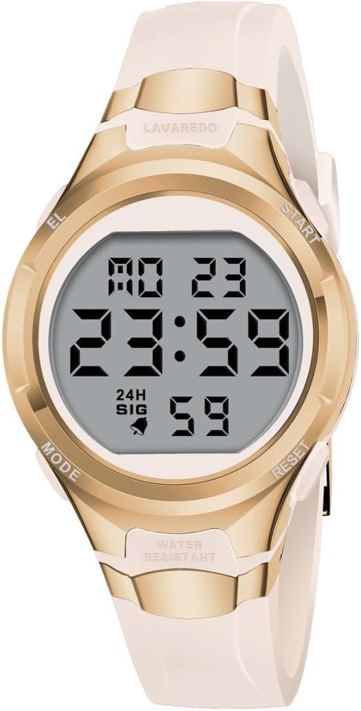 Timever Damenuhr mit Silikonarmband, Digitaluhr mit Alarm, Stoppuhr, Datum, Licht, Sportuhr mit 3ATM Wasserdicht