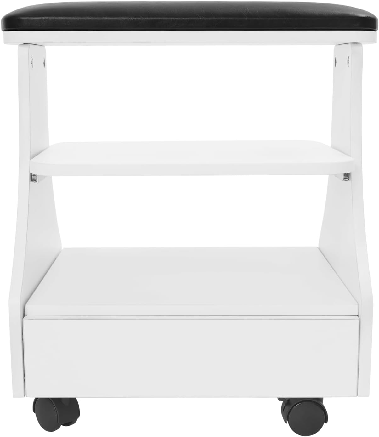 Fußstütze, Pediküre mit Rollen, Fußbadehocker, PU-Leder, verbreiternder Fußhocker, Ständer mit Schubladen, Fußstütze für Nagelstudio, Schönheitssalon, Heimfußpflege (schwarz) – Bild 4