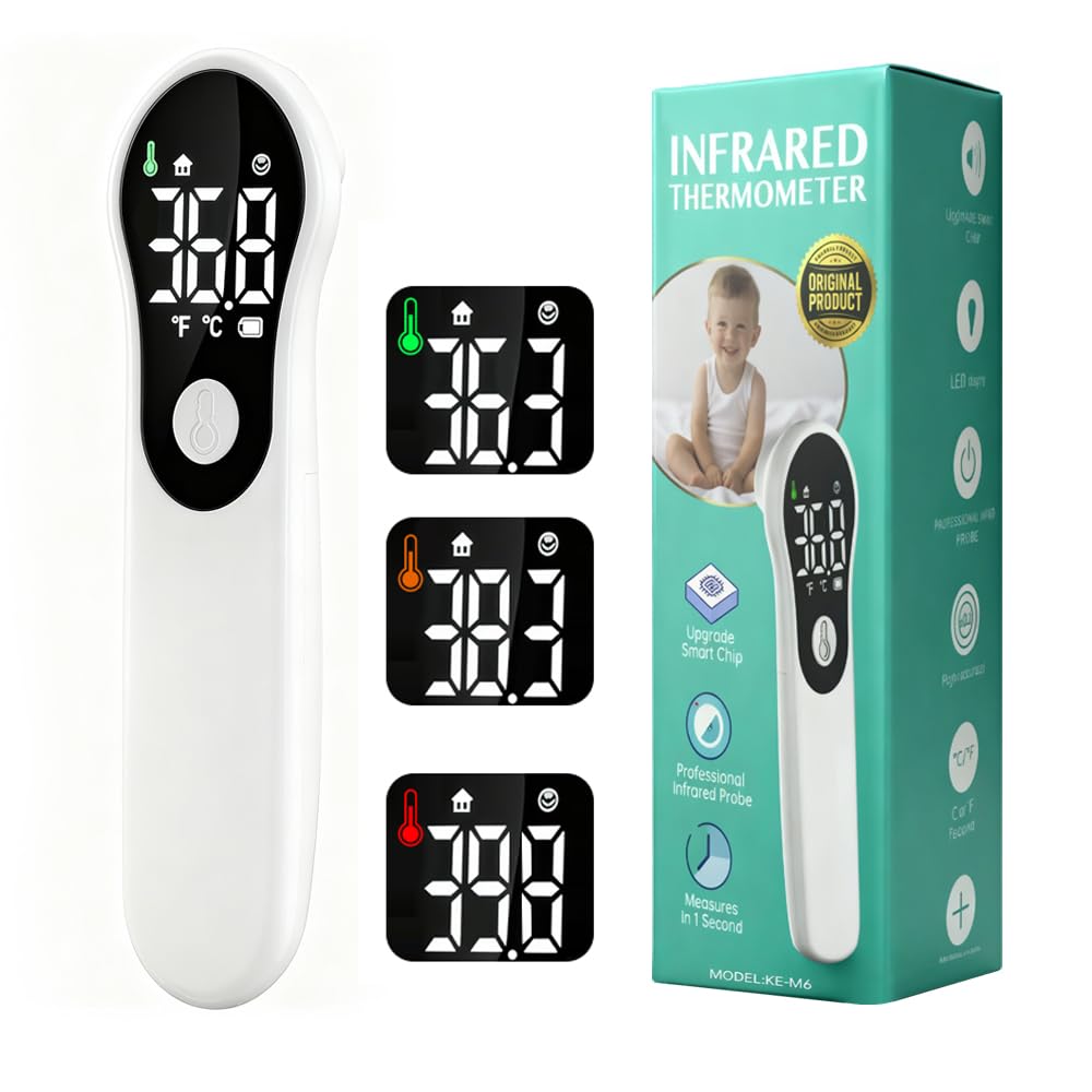 Fieberthermometer Stirnthermometer – wiederaufladbar & kontaktlos, Infrarot-Stirnthermometer für die ganze Familie mit sekundenschneller Messung – für zu Hause und unterwegs