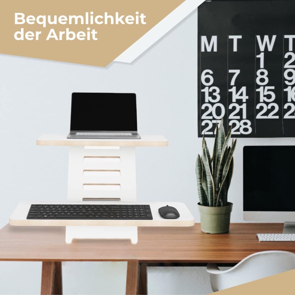 Stehpult-Aufsatz, Stehpult, Holz-Stehpult, Laptop-Ständer, Ständer, Stehtisch-Aufsatz, Rednerpult, Schreibtisch-Aufsatz, Stehpult, höhenverstellbar, hergestellt in der EU (weiß) – Bild 6