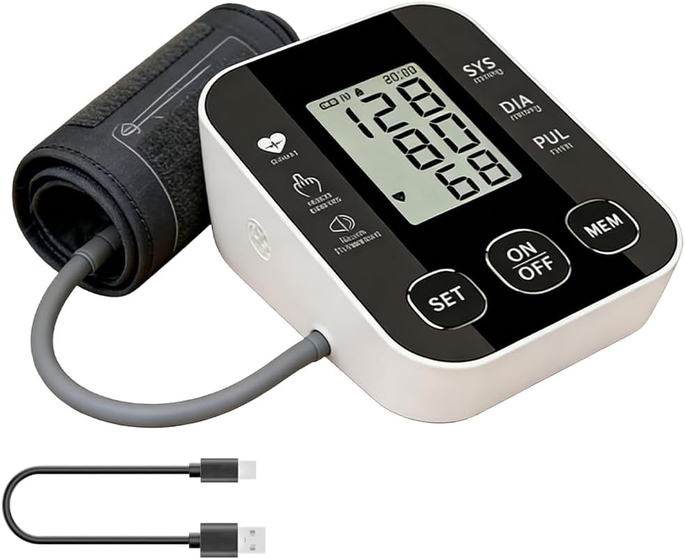 Oberarm-Blutdruckmessgerät mit LCD-Display und Sprachausgabe, Blutdruckmessgerät Doppelbenutzermodus, 198 Speicher, Blutdruckmessgerät Oberarm für den Heimgebrauch
