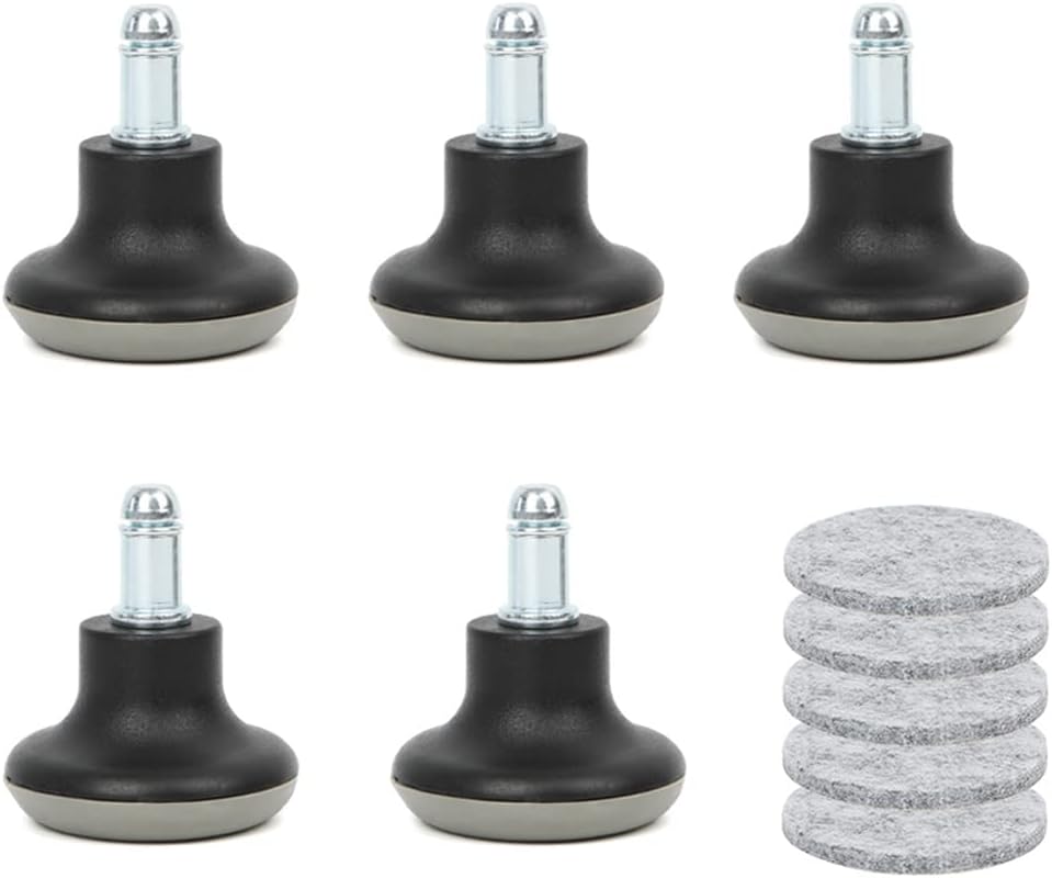 Bürostuhlgleiter 5er Set - Bodengleiter mit selbstklebenden Filzgleitern - Einlegestange 11 mm x 25 mm - Drehstuhlfüße Parkettfliesen - Stuhlfußgleiter - Schwarz