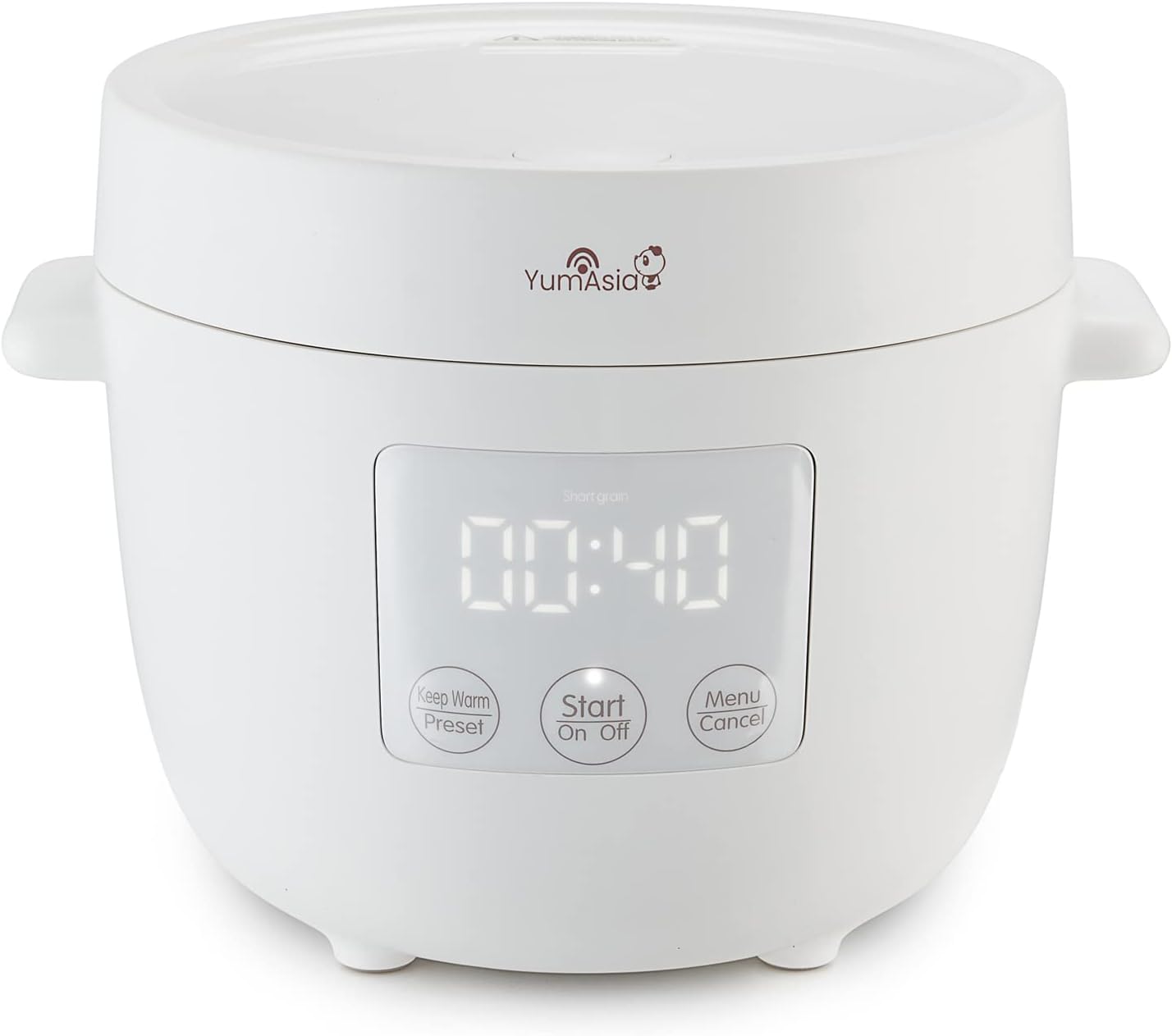 Yum Asia Tsuki Mini-Reiskocher mit Shinsei-Keramikschüssel (2,5 Tassen, 0,45 Liter), 5 Reiskochfunktionen, 2 Multicooker-Funktionen, versteckte LED-Anzeige, 220–240 V (Kieselweiß)