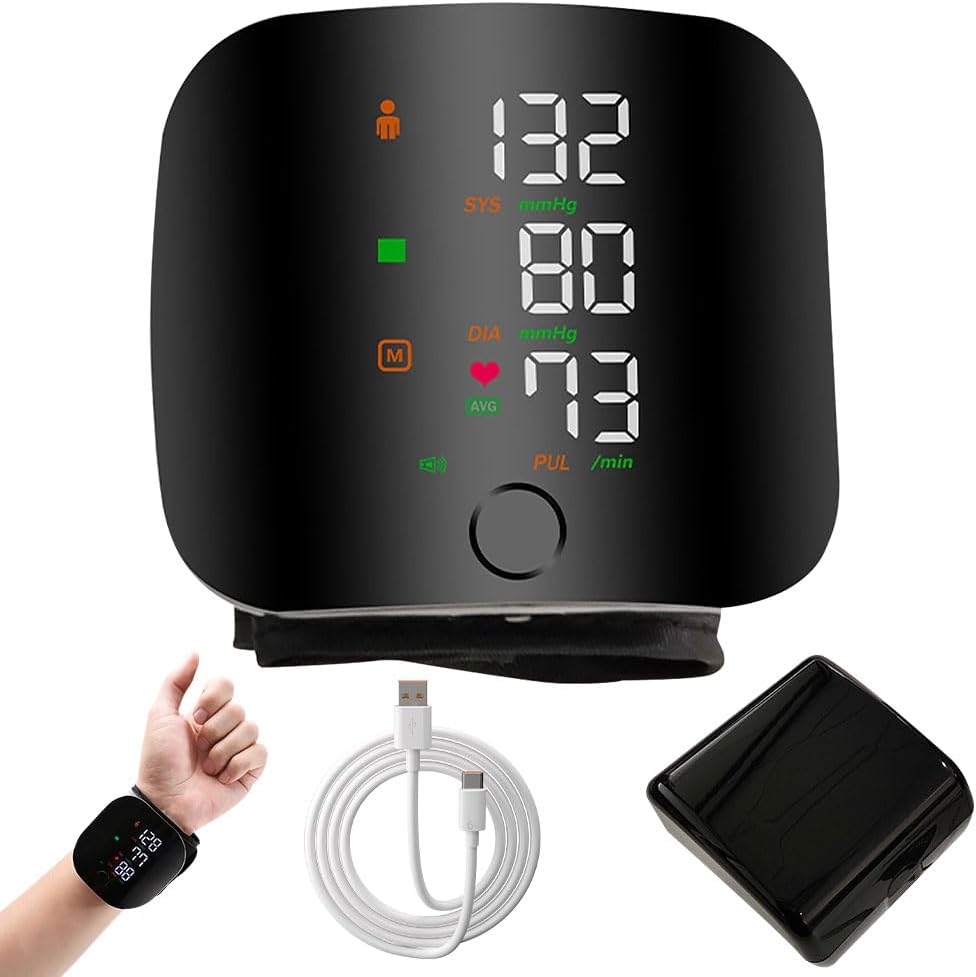 Automatisches Blutdruckmessgerät am Handgelenk, Blutdruckmessgerät am Handgelenk mit LCD-Bildschirm und englischer Sprachansage, 2 x 99 Speicherplätze, tragbares digitales Blutdruckmessgerät – Bild 8