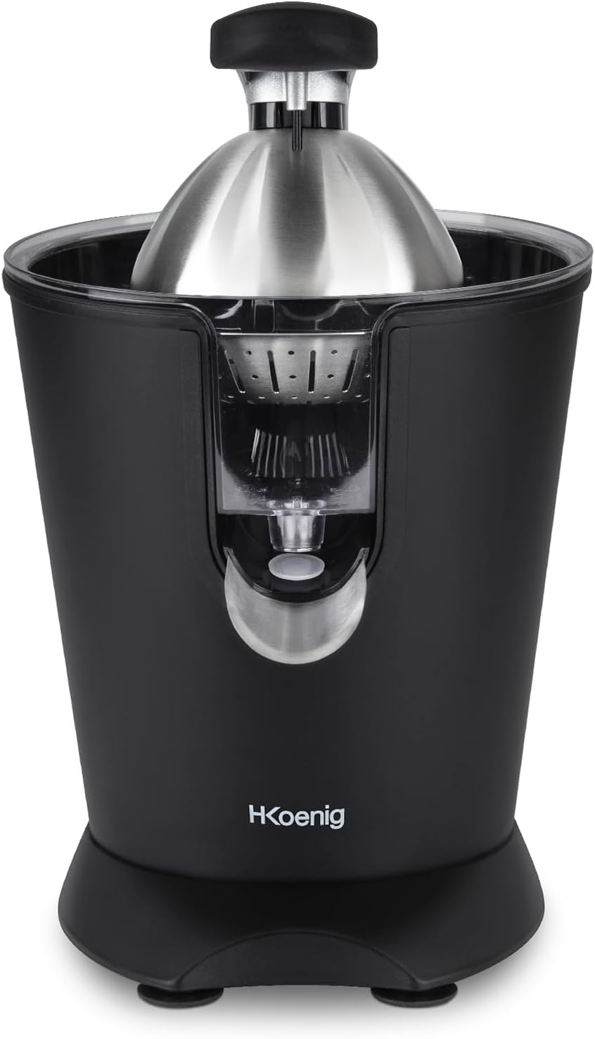 H.Koenig Elektrische Zitruspresse AGR82 BPA-frei, Orangen-, Zitronen-, Grapefruitsaft, schnell, automatisch, leise, leistungsstark, 160 W, Tropfstopp, spülmaschinenfest, schwarz