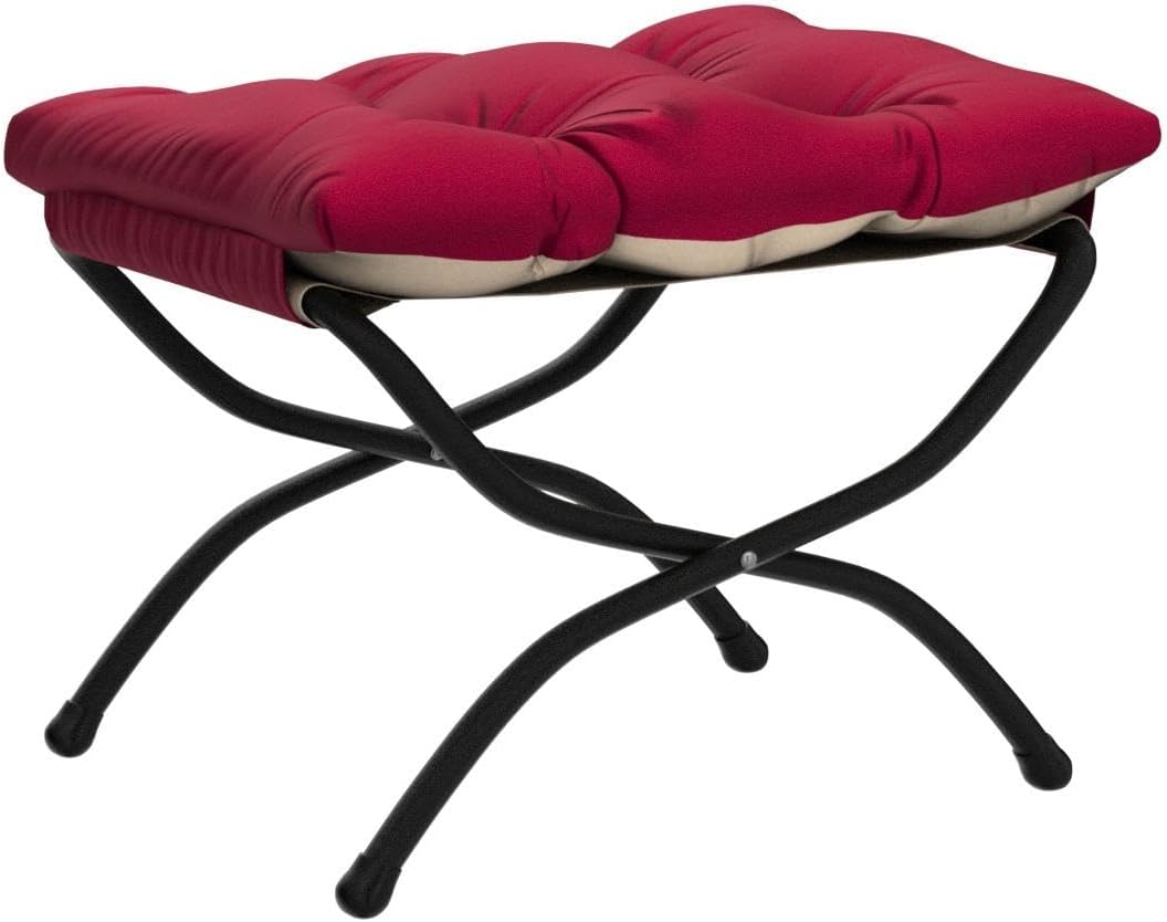 HollyHOME Fußhocker, klappbar, Fußstütze, Fußstütze, faltbarer Hocker mit Metallbeinen, Fußhocker mit abnehmbarem, gepolstertem Sitz, Samt, Rot – Bild 4