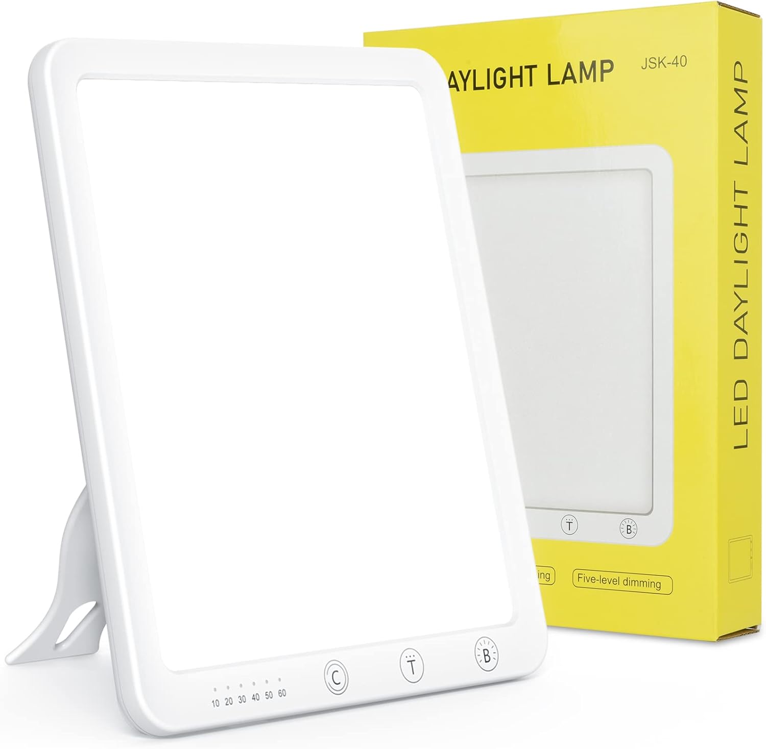 Tageslichtlampe 10000 Lux, Tageslichtlampe mit Memory-Funktion, 6 Timer, 3 Lichtfarben, LED-Sonnenlicht-Tageslichtlampe mit stufenlosem Dimmer, 90°-Halterung, UV-freie Vollspektrumlampe