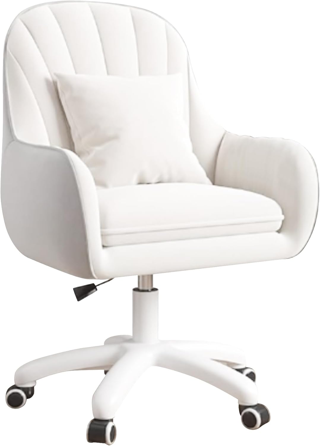 Home Office Stuhl, Samtstuhl mit Kissen, 360° drehbar, höhenverstellbarer Bürostuhl, ergonomisch, Schminkstuhl, Drehstuhl, für Arbeitszimmer, Schlafzimmer, maximale Belastung 120 kg, Weiß