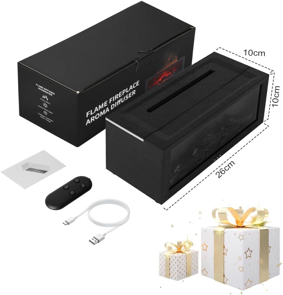 Flammen-Aroma-Diffusor, 7-Farben-Licht-Aroma-Diffusor für Duftöle, mit Fernbedienung, für Zuhause, Wohnzimmer, Schlafzimmer, Yoga, Spa, Büro – Bild 2
