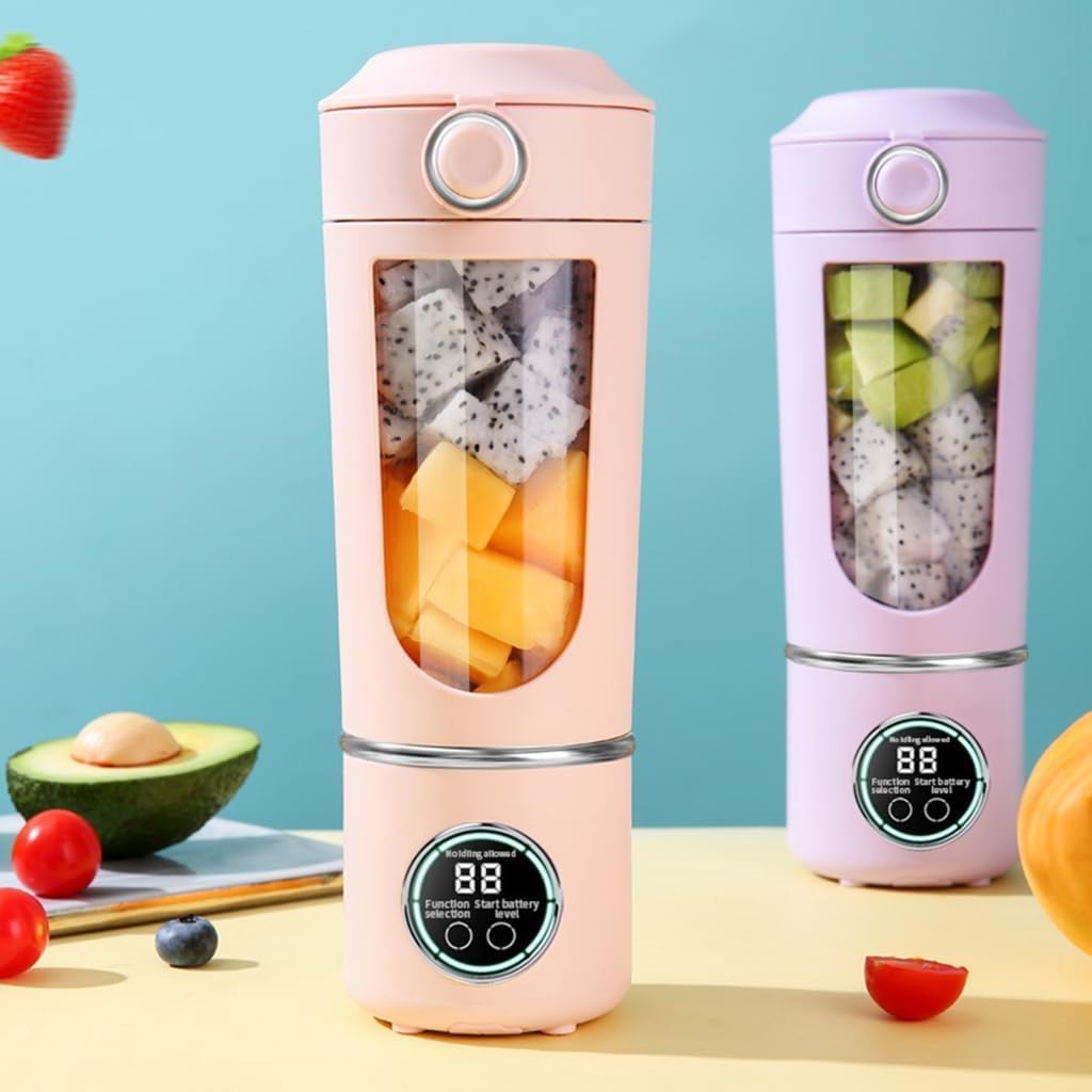 Tragbarer Mixer, 450 ml, Smoothie-Maker mit 12 Klingen aus Edelstahl, wiederaufladbarer USB-Mini-Mixer, Mixer für unterwegs mit Mixer-Bürste und Strohhalm-Bürste, elektrischer Entsafter für unterwegs für Milchshake-Saft-Smoothie – Bild 5