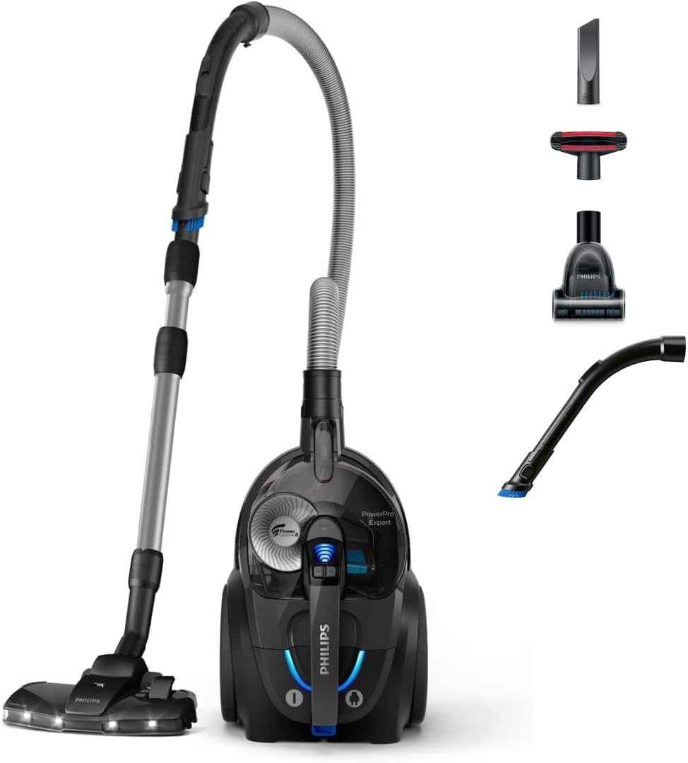 Philips FC9747/09 PowerPro Expert 7000 Series (beutelloser Staubsauger, TriActive+ LED-Düse, Allergiefilter, 900 Watt) hochglanzschwarz