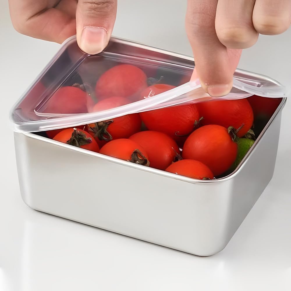 6 Stück Frischhaltedosen aus Edelstahl mit Deckel, 500 ml, stapelbare Meal-Prep-Boxen, Edelstahlbehälter mit Deckel, wiederverwendbare Gefrierbehälter, Vorratsdosen, spülmaschinenfest und gesund, 13,5 x 10,5 x 5 cm – Bild 7