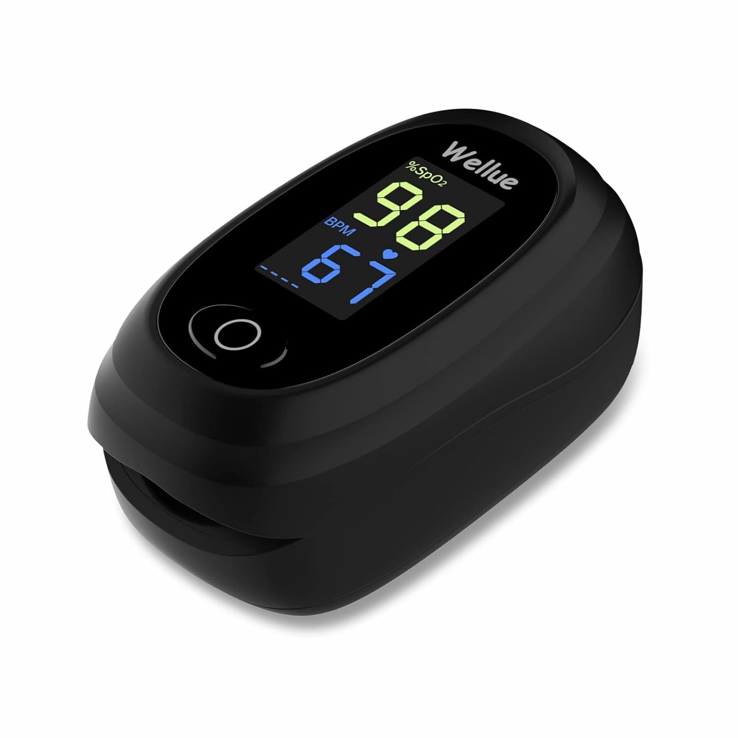 Wellue Pulsoximeter, Blutsauerstoffmonitor Finger, Fingerspitzen-Pulsoximeter für erwachsene Kinder, SP O2 PI Level und Herzfrequenzmonitor