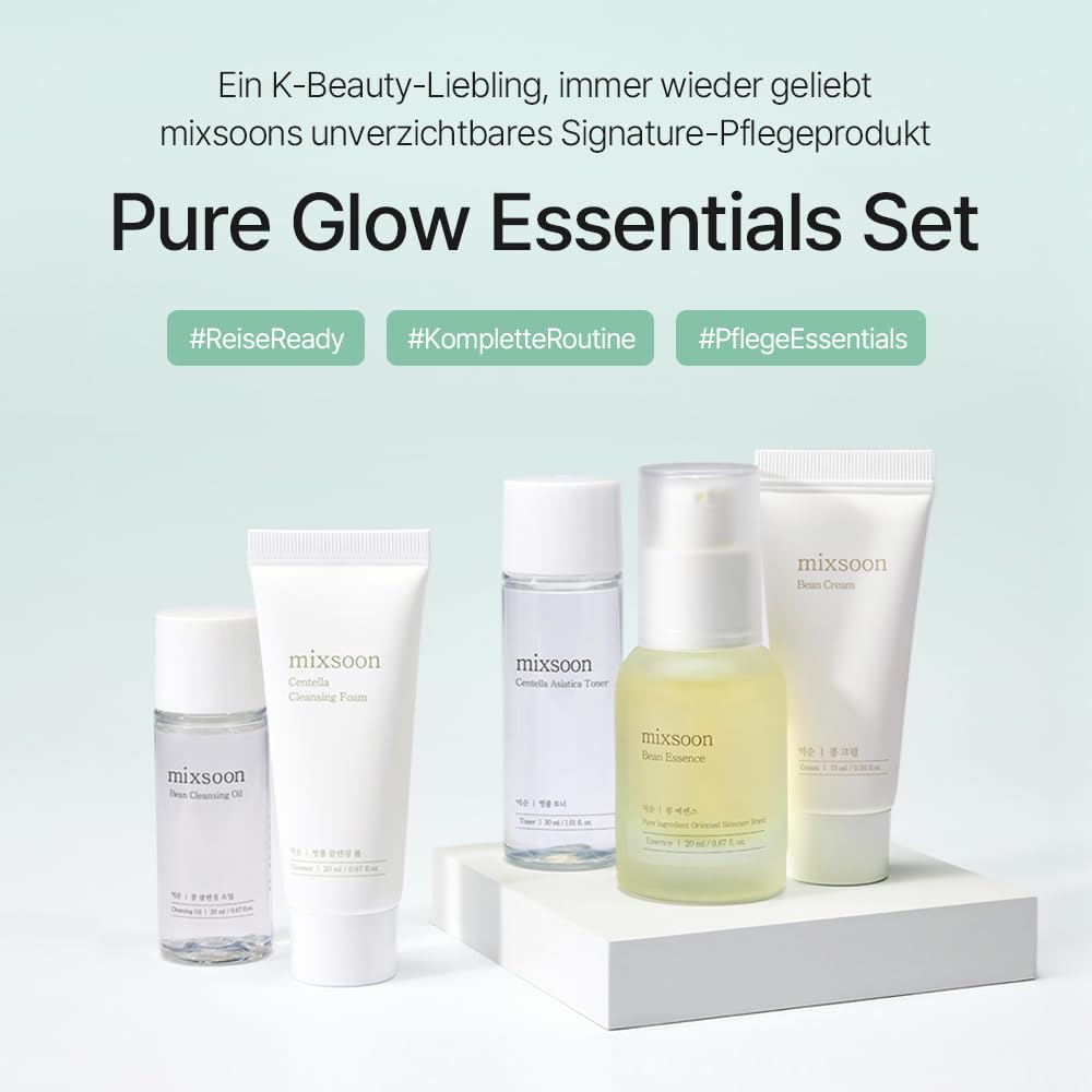 mixsoon Pure Glow Essentials Set – 5-stufige koreanische Glashautroutine für empfindliche Haut, feuchtigkeitsspendendes Hautpflegeset mit Centella und Hyaluronsäure, 5 Artikel – Bild 2