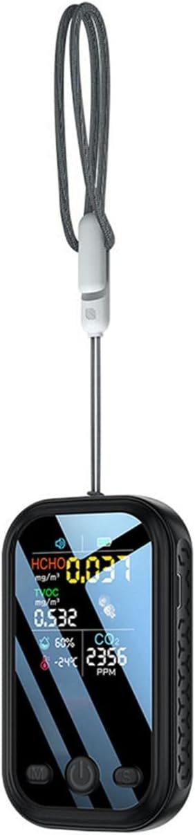 Tragbarer Detektor, Mini-Luftqualitätsmonitor, Kohlendioxid-Tester, erkennt HCHO-TVOC-Temperatur und Luftfeuchtigkeit, NDIR-Sensor, Innenlufttemperatur-Feuchtigkeitsanalysator für Innenräume, Büros – Bild 4