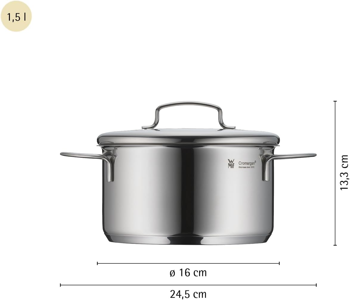 WMF Mini Vorteils Topfset klein Induktion, 5-teilig, Kochtopfset mit Metalldeckel, Cromargan Edelstahl, stapelbares Topfset, ideal für kleine Portionen – Bild 4