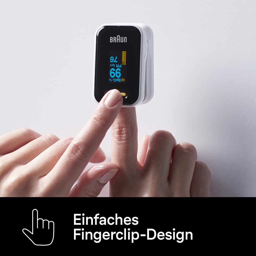 Braun Pulsoximeter 1 | Präzises Blutsauerstoffmessgerät | Einfach zu Hause zu verwenden | Für Patienten mit COPD, Lungenentzündung, Schlafapnoe | Ideal für Sportler | YK-81CEU – Bild 3