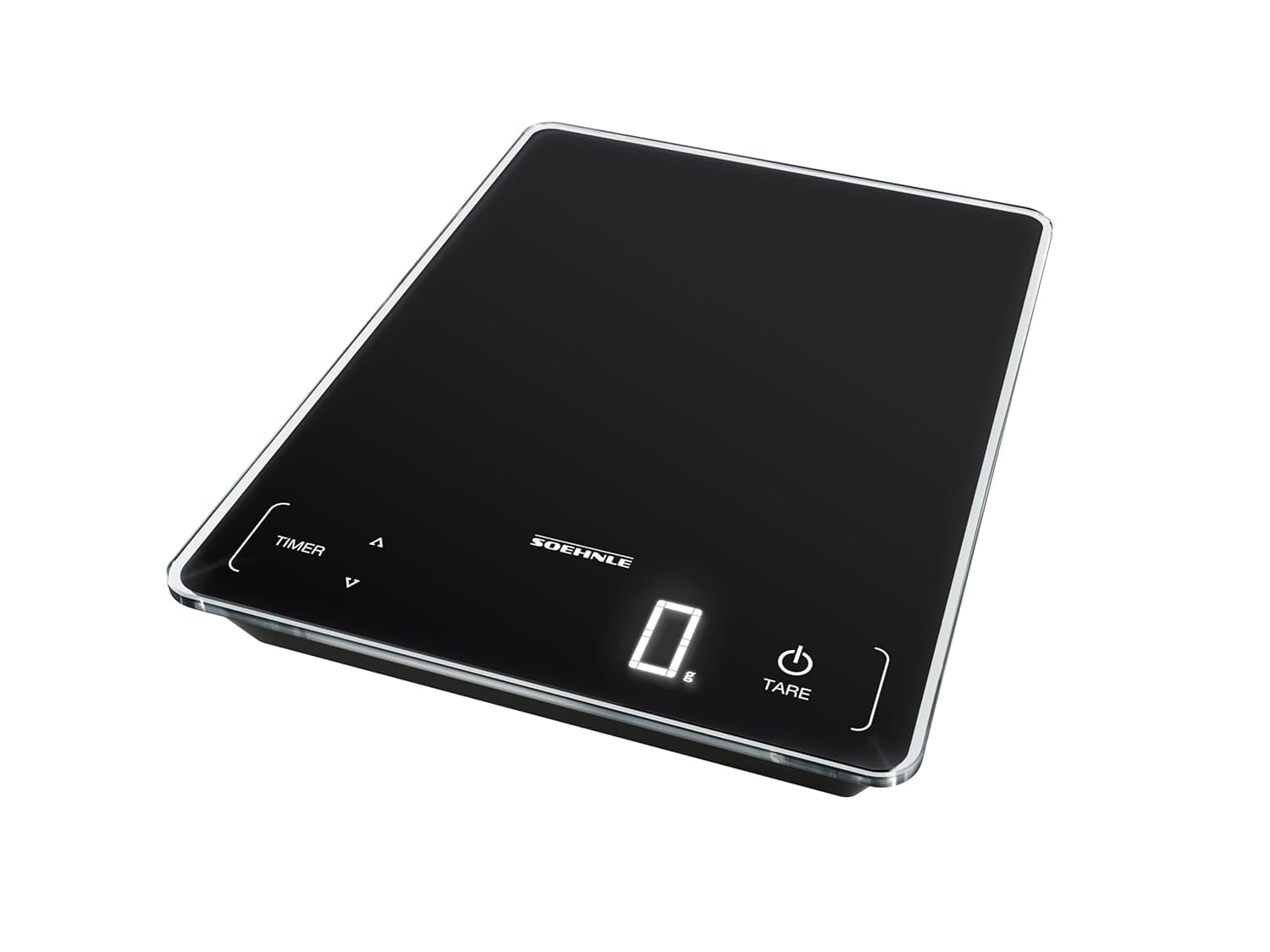 Soehnle Page Electronic Profi Digitale Haushalts-Küchenwaage Silber Gewicht bis 15 kg mit 1 g Genauigkeit Waage mit patentierter Sensor-Touch-Funktion inkl. Batterien