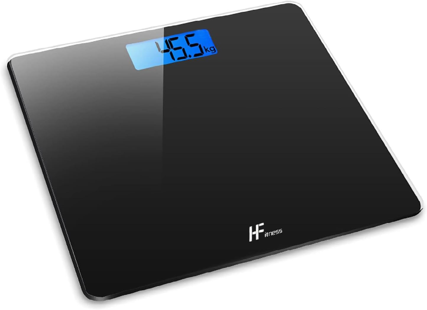 Digitale elektronische Personenwaage, Plattform 28 x 28 cm, Körperwaage Körpergewicht bis 180 kg, Display mit Hintergrundbeleuchtung, Gewichtskontrolle – Schwarz