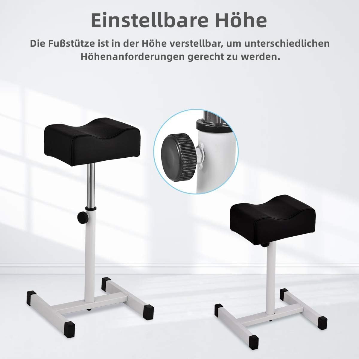 RELAX4LIFE Pediküre-Hocker, Maniküre-Fußstütze höhenverstellbar, Fußpflege-Fußhocker, Beinstütze für die Nagelpflege, ideal für Schönheitssalon, Nagelstudio (schwarz) – Bild 4