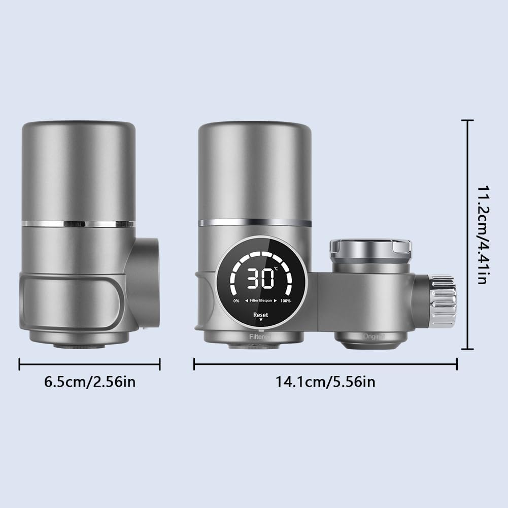 HOTUT Wasserfilter für Wasserhahn, Edelstahl-Leitungswasserfilter, Wasserfilter Trinkwasser mit Blaulicht, Trinkwasserfilter zur Entfernung von Chlor, Schwermetallen und schlechtem Geschmack – Bild 2