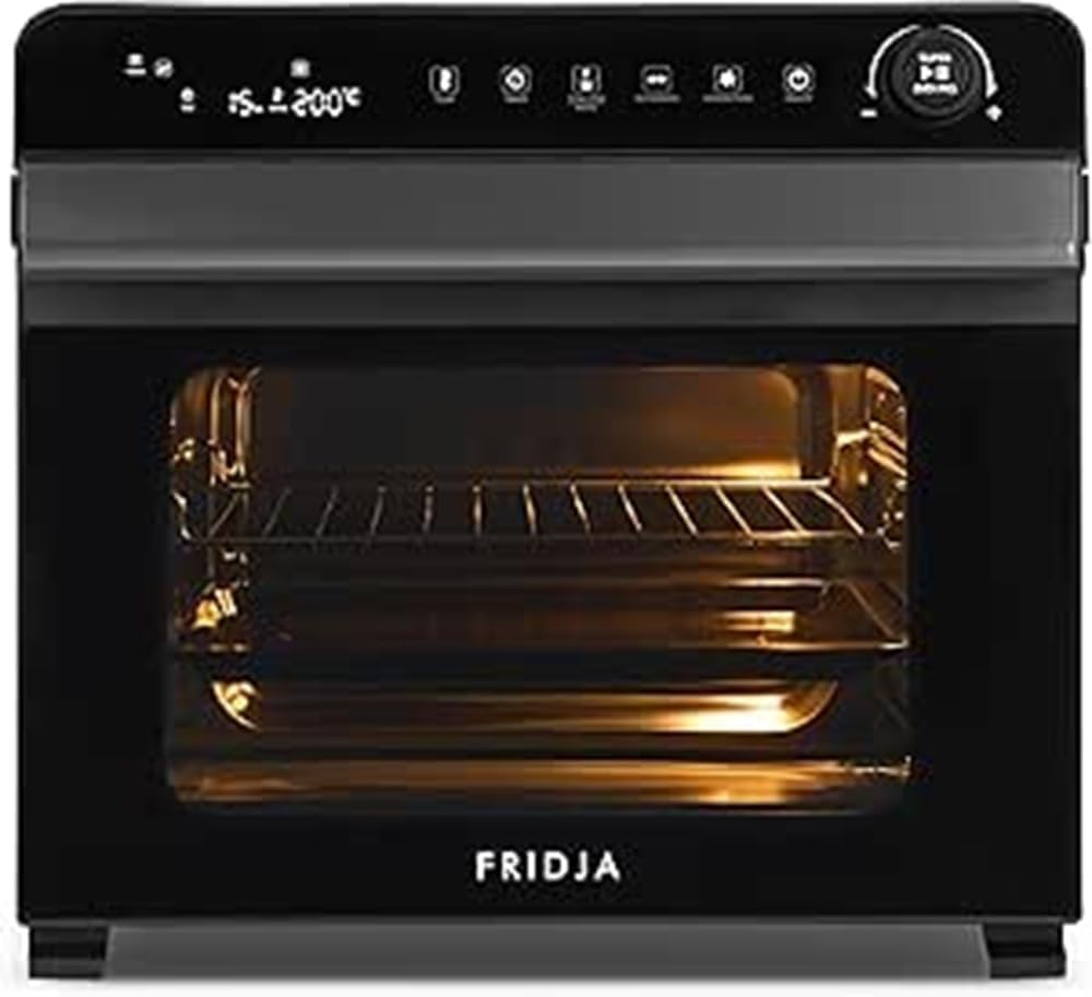 Fridja F77 30L Super Oven Pro – Premium-Digital-LED-Heißluftfritteuse – 18 intelligente Programme, Rotisserie-Funktion, leicht zu reinigen, schnell, leistungsstark und vielseitig, Innenraum aus Edelstahl