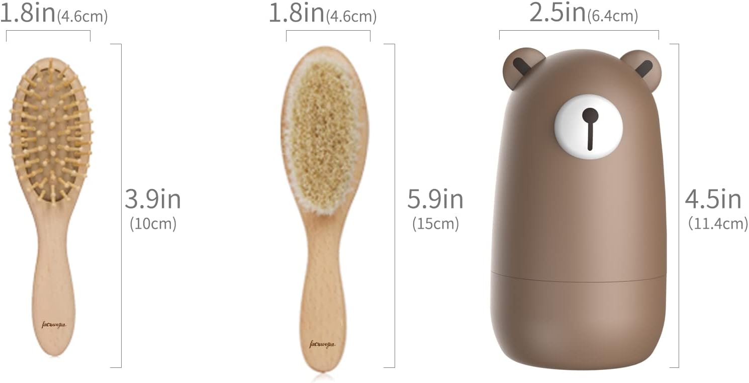Baby 6-in-1-Pflegeset, Haarbürste und Kamm aus Naturholz, Nagelschere, Nagelfeile und Pinzette für Kinder und Neugeborene in süßer Geschenkverpackung – Bild 5