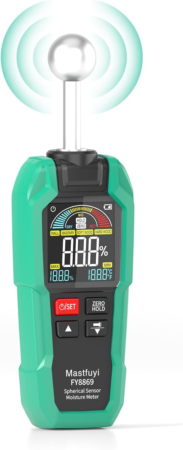Feuchtigkeitsmesser, zerstörungsfreie Messung, Feuchtigkeitsmesser mit Farb-LCD und akustischem Alarm für Holz, Wand, Decke, Boden, Wohnmobil