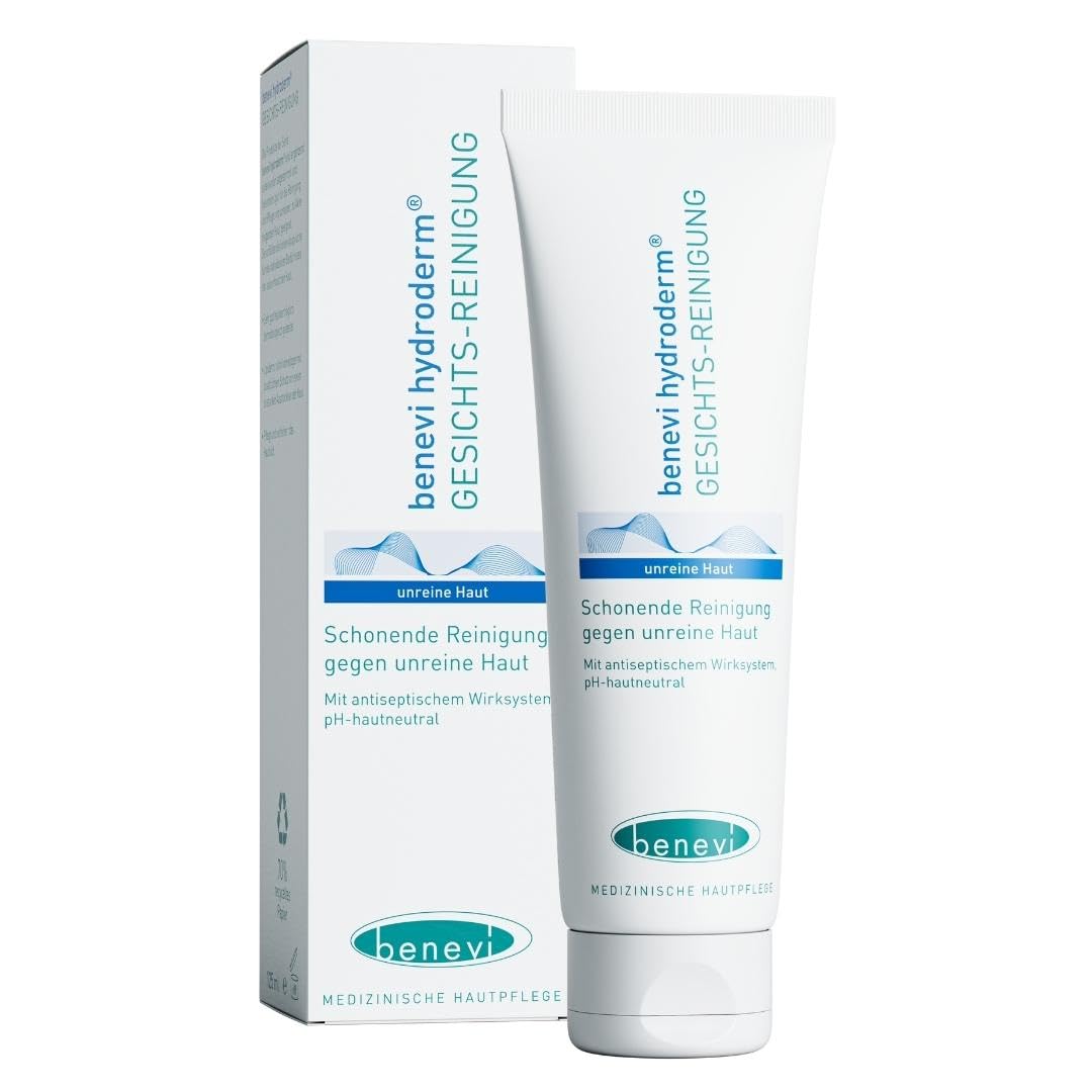 benevi hydroderm Gesichtsreiniger 125 ml für unreine und zu Akne neigende Haut, auch begleitend zur Aknetherapie, reinigt sanft und beseitigt gleichzeitig effektiv störenden Fettglanz